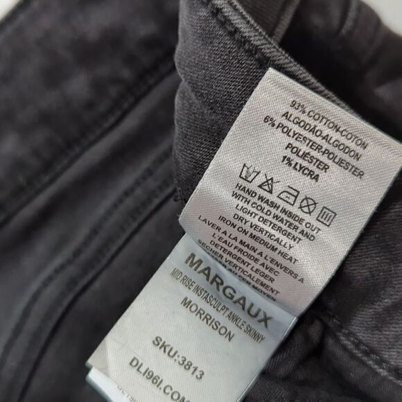 DL1961 Margaux Midrise Instasculpt Ankle Skinny Jeans Morrison Black Wash 27 - Picture 6 of 9